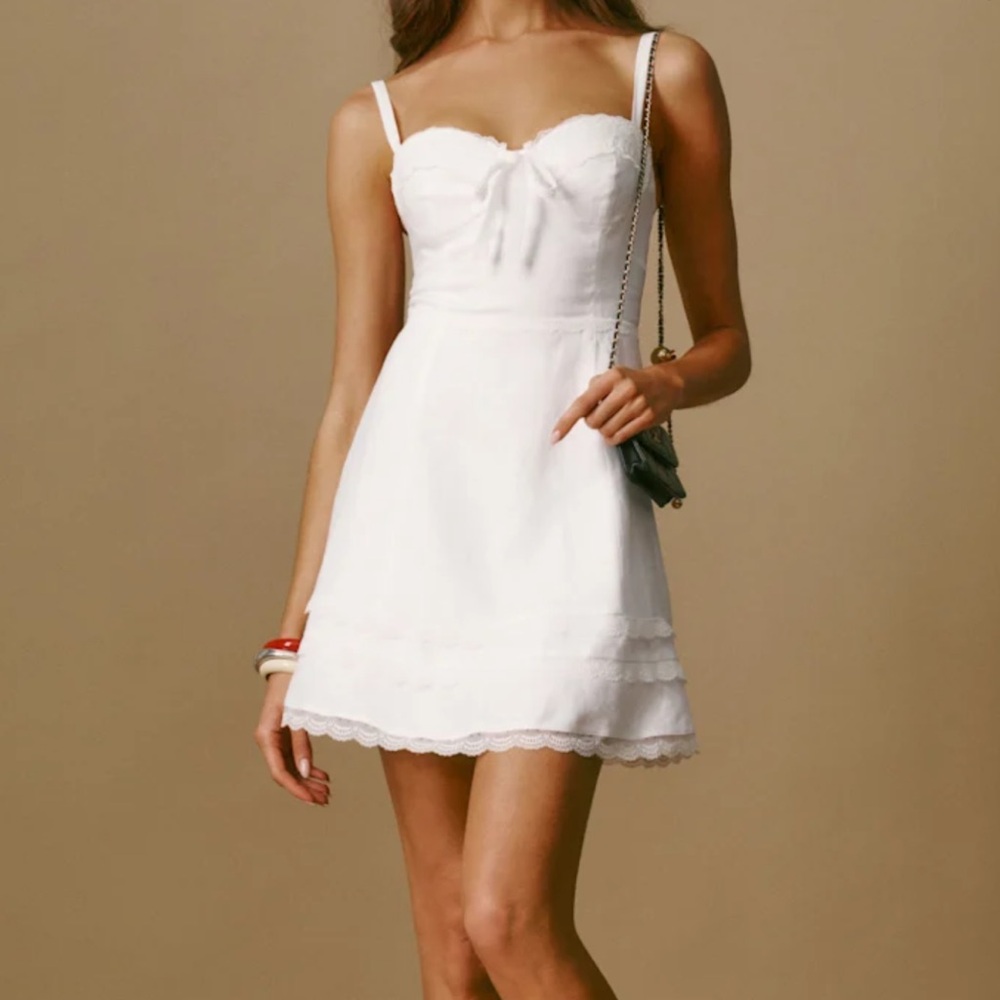 Reformation Arya Linen Dress Ivory - Size 0